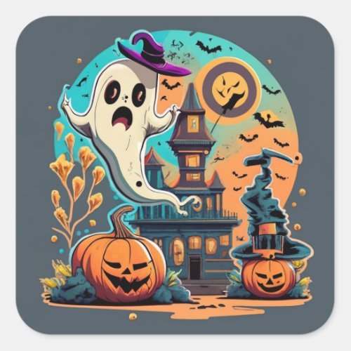 Ghostly Greetings Halloween Sticker