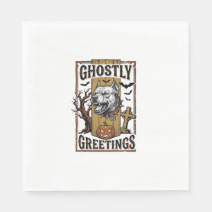 Ghostly Greetings Shirt Vintage Engraving Hallowee Napkins