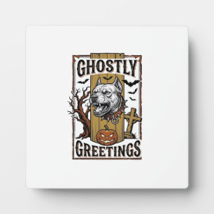 Ghostly Greetings Shirt Vintage Engraving Hallowee Plaque