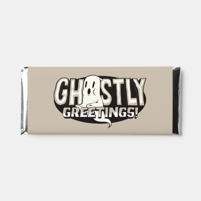 Ghostly Greetings Typography Hershey Bar Favors (Front)
