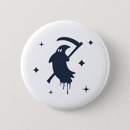 Ghostly Grim Reaper  Button Pin
