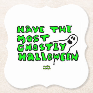 Ghostly Halloween Bracket Paper Coaster