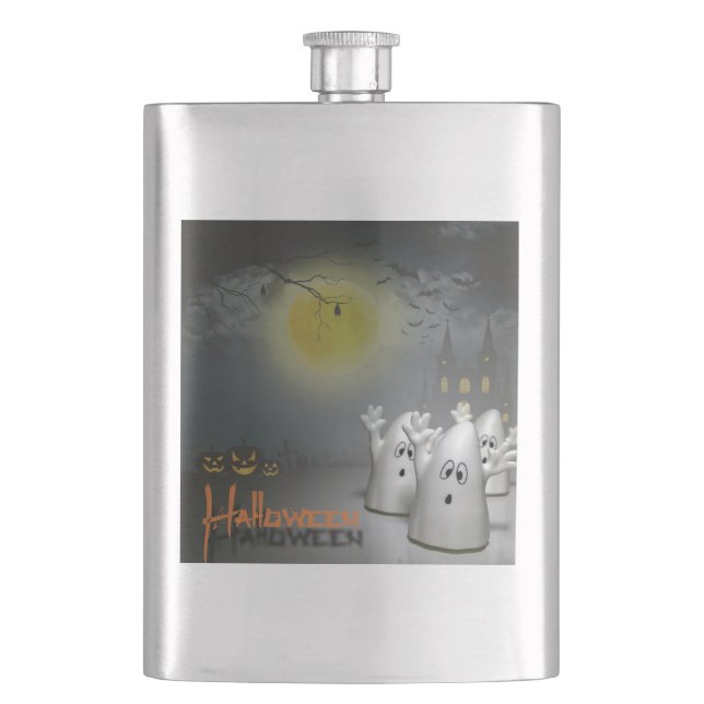 Ghostly Halloween Flask (Front)