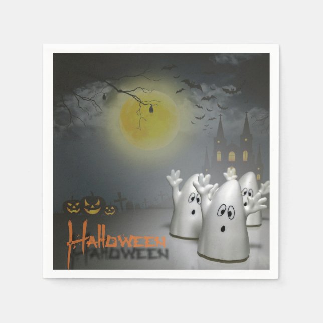 Ghostly Halloween Napkins (Front)