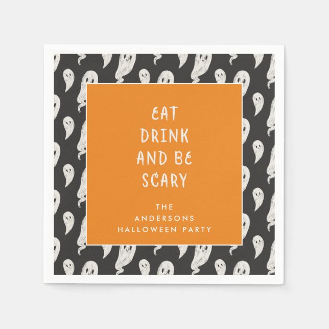 Ghostly halloween party halloween napkins (Front)