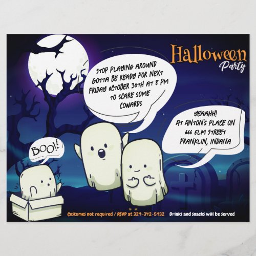 Ghostly Halloween Party Invitation Flyer