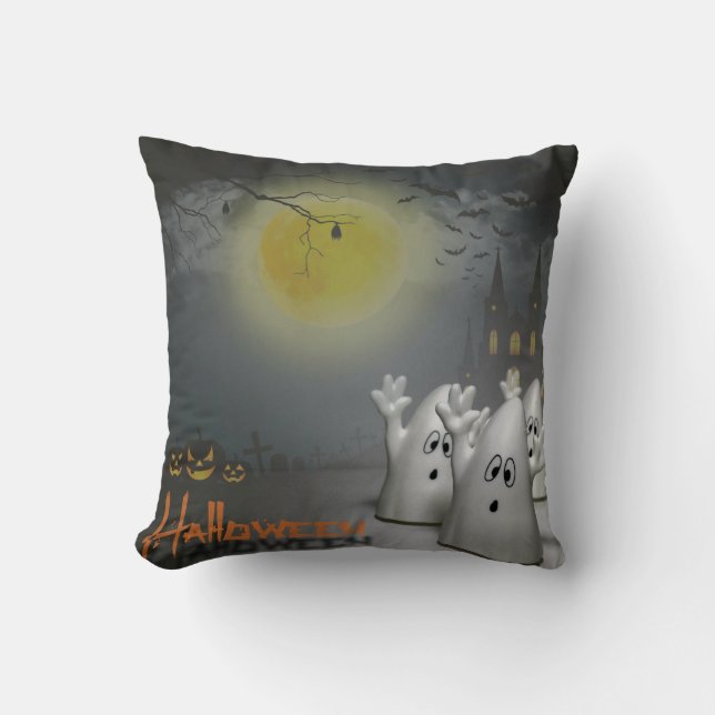Ghostly Halloween Pillow (Front)