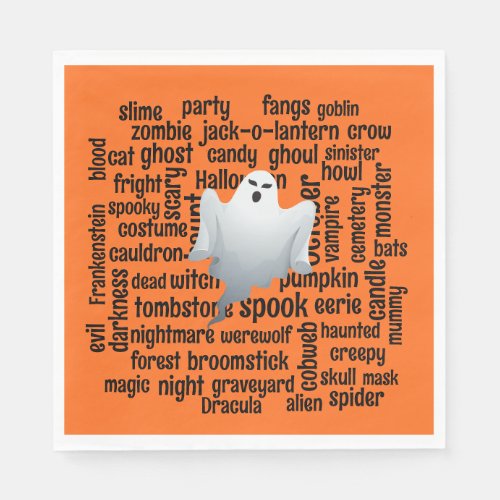 Ghostly Halloween Word Cloud Napkins