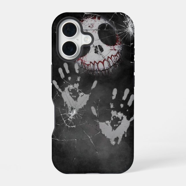Ghostly Handprint Shattered Screen Horror iPhone C Case (Back)