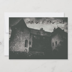 Ghostly Haunted House Grungy Spooky Monochrome Invitation