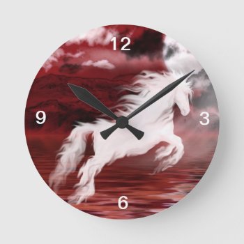 Ghostly Horse Round Clock by deemac2 at Zazzle