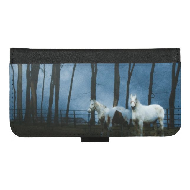 Ghostly Horses at Midnight iPhone Wallet Case (Front (Horizontal))