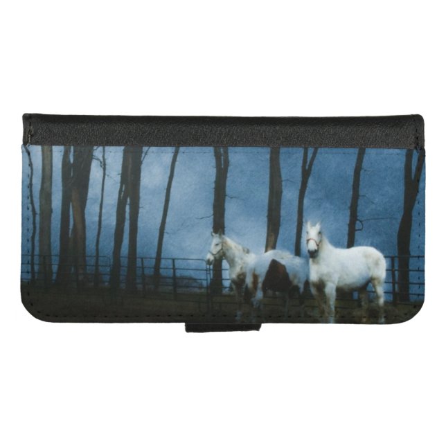 Ghostly Horses at Midnight iPhone Wallet Case (Front (Horizontal))