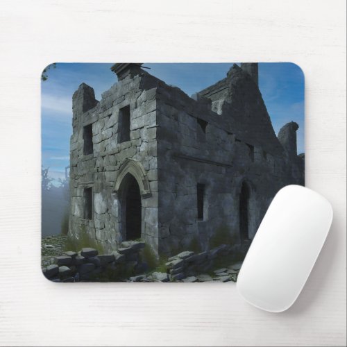 Ghostly House Ruins Mouse Pad
