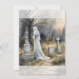 Ghostly maiden in the cemetery invitation