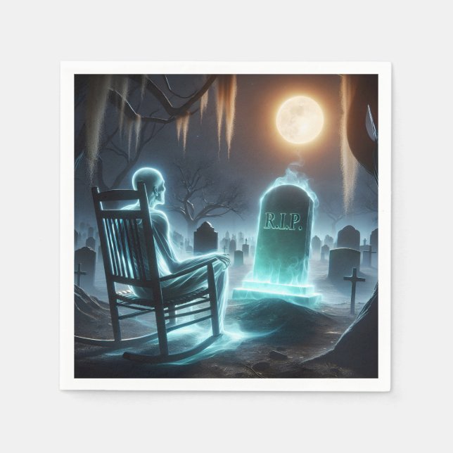 Ghostly Man In Cemetery Napkins (Front)