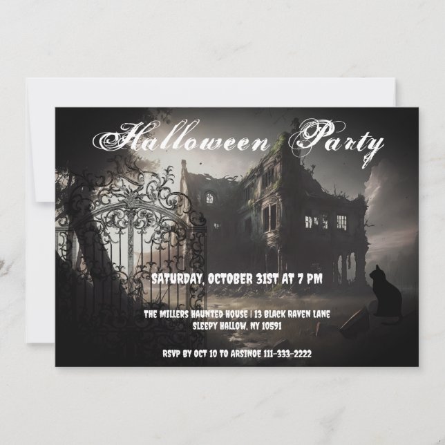 Ghostly Mansion Halloween Party Invitation (Front)