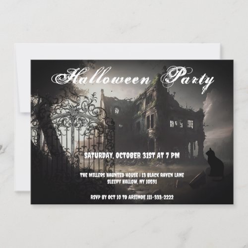 Ghostly Mansion Halloween Party Invitation