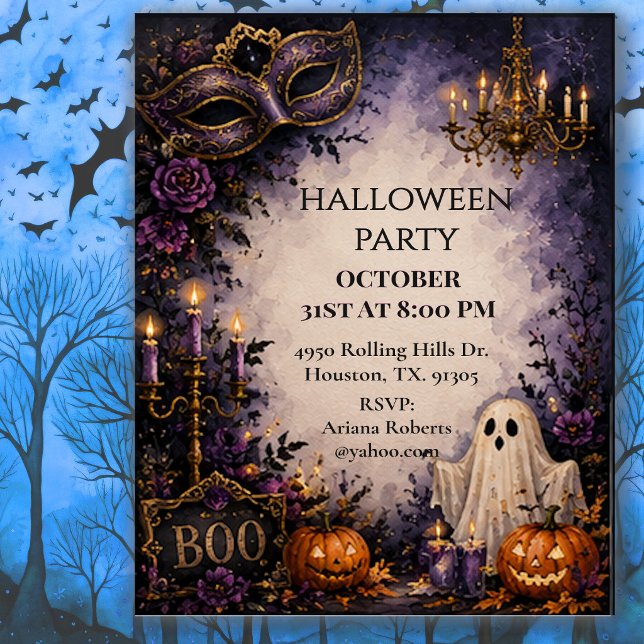 Ghostly Masquerade Halloween Party  Invitation (Creator Uploaded)