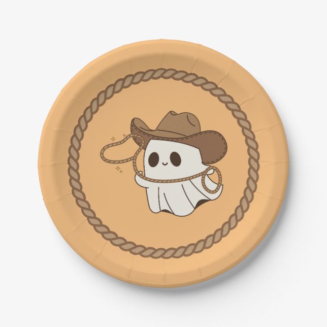 Ghostly "Not My First Rodeo" Paper Plate (Front)