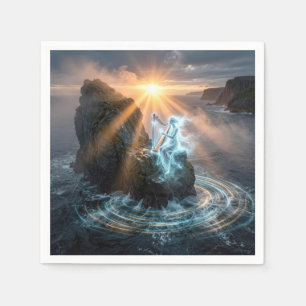 Ghostly Ocean Spirit Playing a Harp Napkins
