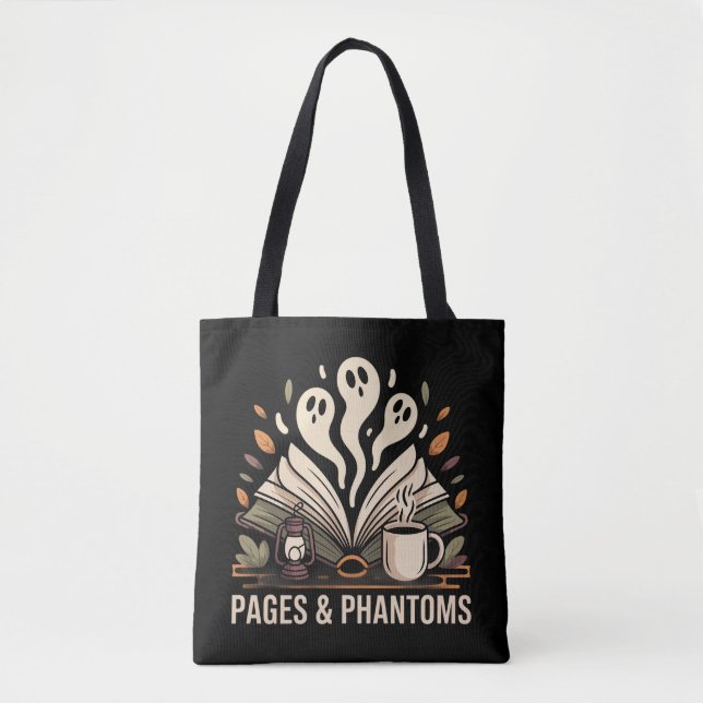 Ghostly Pages & Phantoms Reading  Tote Bag (Front)