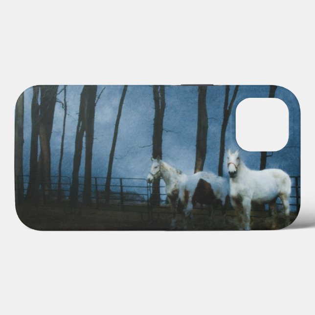 Ghostly Percheron Horses at Midnight Case-Mate iPhone Case (Back (Horizontal))