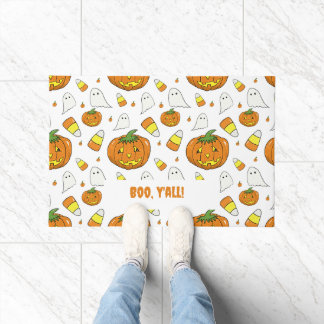 Ghostly Pumpkin Halloween Doormat
