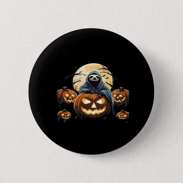Ghostly Sloth's Midnight Haunt Classic T-Shirt Button (Front)