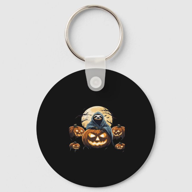 Ghostly Sloth's Midnight Haunt Classic T-Shirt Keychain (Front)