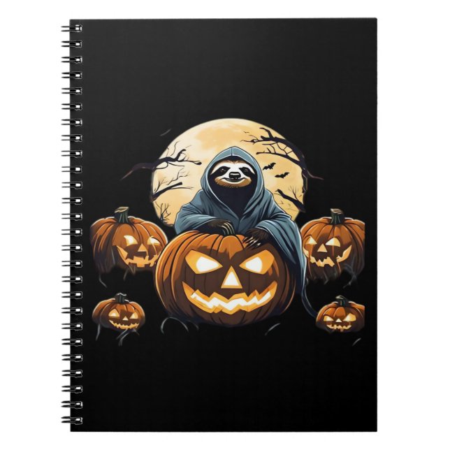 Ghostly Sloth's Midnight Haunt Classic T-Shirt Notebook (Front)