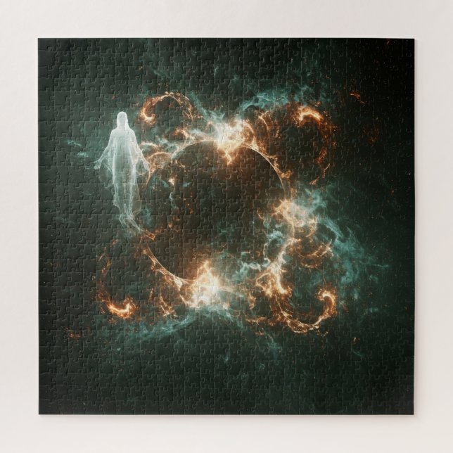 Ghostly Spirit Next to Galactic Explosion in Space Jigsaw Puzzle (Vertical)