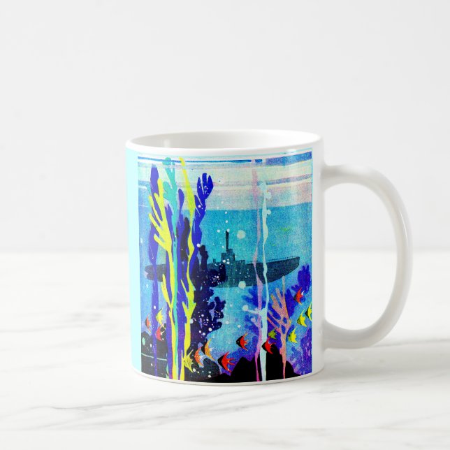 ghostly submarine in tropical waters coffee mug (Right)