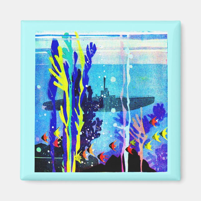 ghostly submarine in tropical waters magnet (Front)