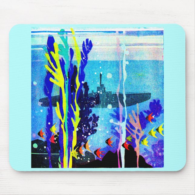ghostly submarine in tropical waters mouse pad (Front)