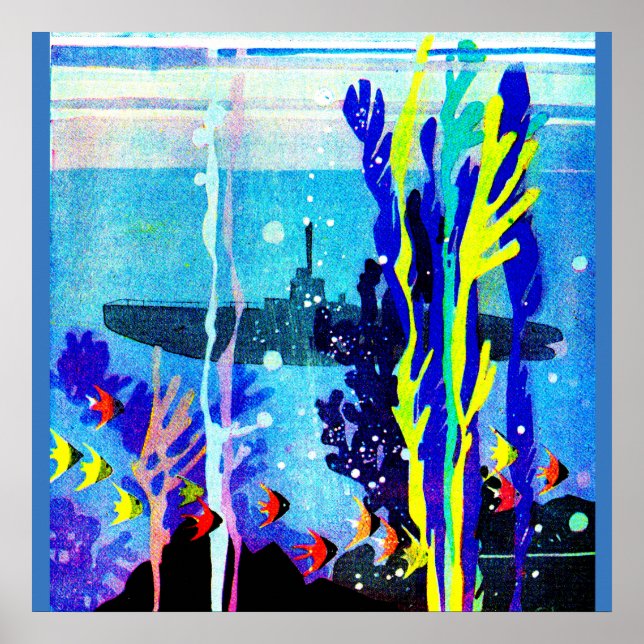 ghostly submarine in tropical waters poster (Front)
