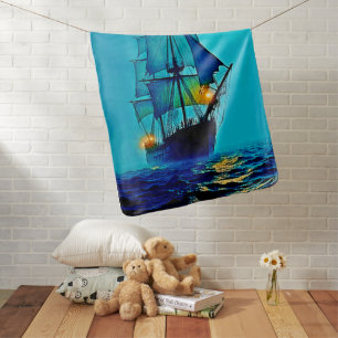 Ghostly Tall Ship Sea Voyage Design Baby Blanket