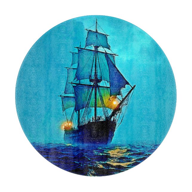 Ghostly Tall Ship Sea Voyage Design Cutting Board (Front)