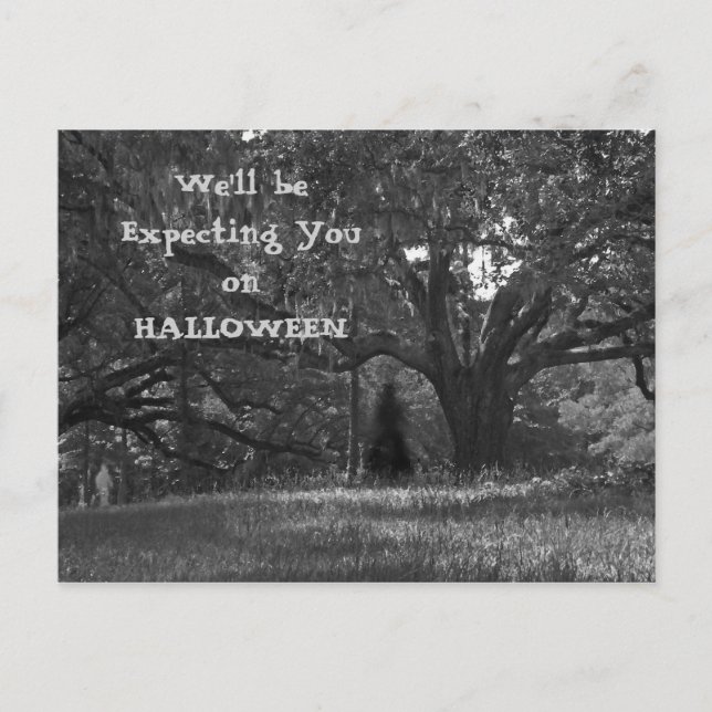 Ghostly Trees Halloween Invitation Postcard 2 (Front)