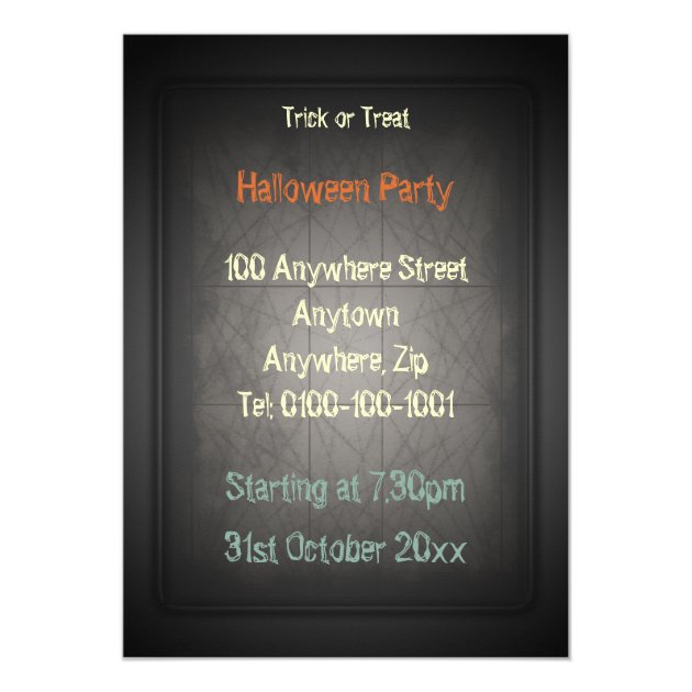 Ghostly Trick Or Treat Halloween Party Invitation