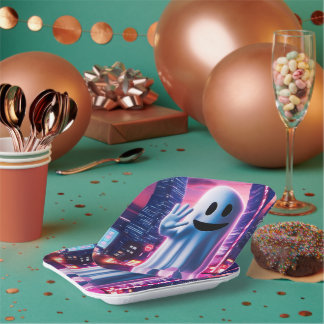 Ghostly Wave & Urban Lights Paper Plates