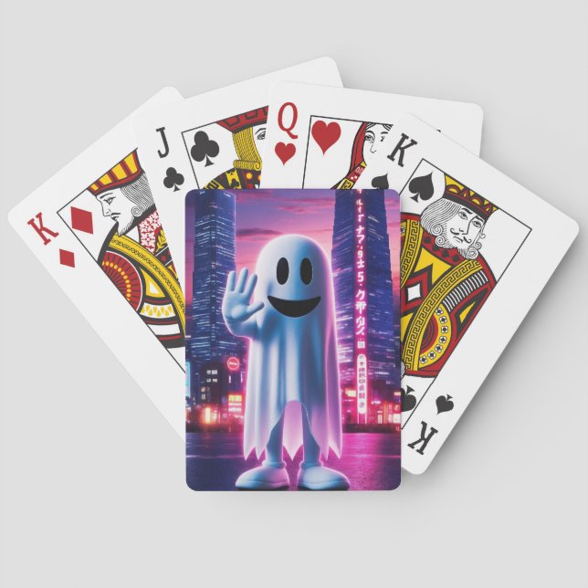 Ghostly Wave & Urban Lights Poker Cards (Back)