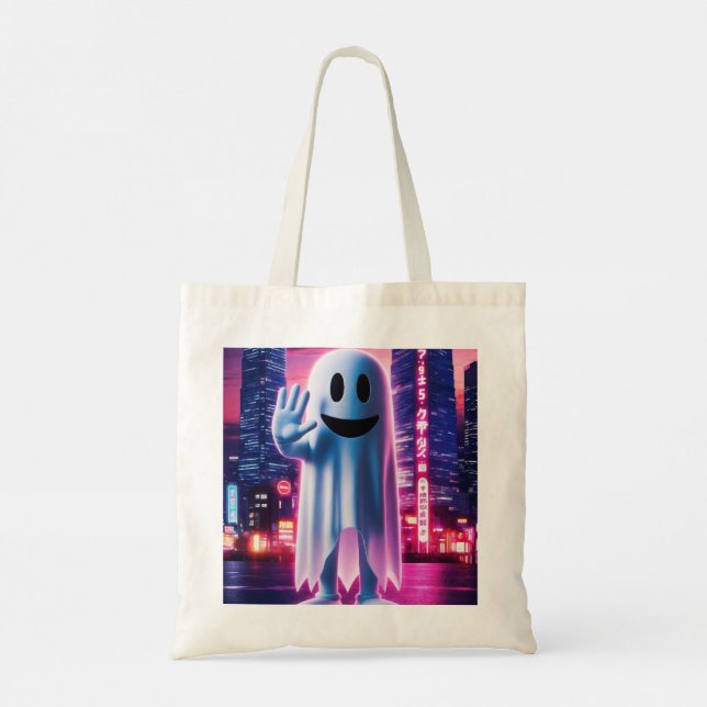 Ghostly Wave & Urban Lights Tote Bag (Back)