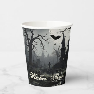 Ghostly Witches Manor Halloween Paper Cups