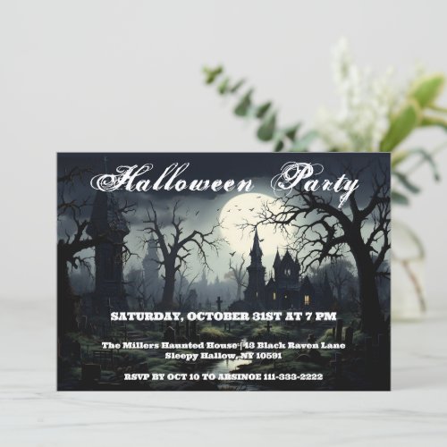 Ghostly Witches Manor Halloween Party Invitation