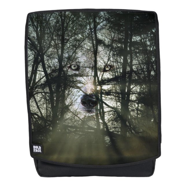 Ghostly wolf face backpack (Front)