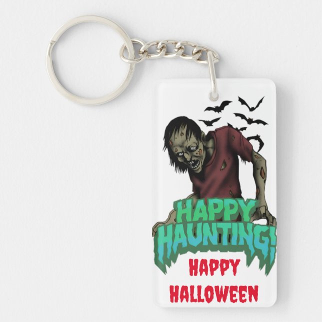 Ghostly Zombie Halloween Spooky Haunted  Keychain (Front)