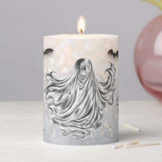 Ghosts and Bats 2 Pillar Candle