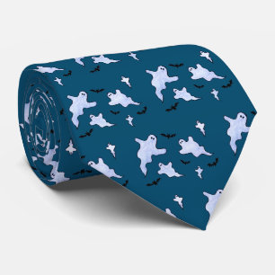Ghosts and Bats Halloween Neck Tie
