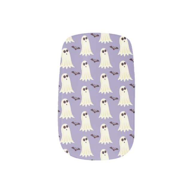 Ghosts and bats minx nail art (Right Thumb)